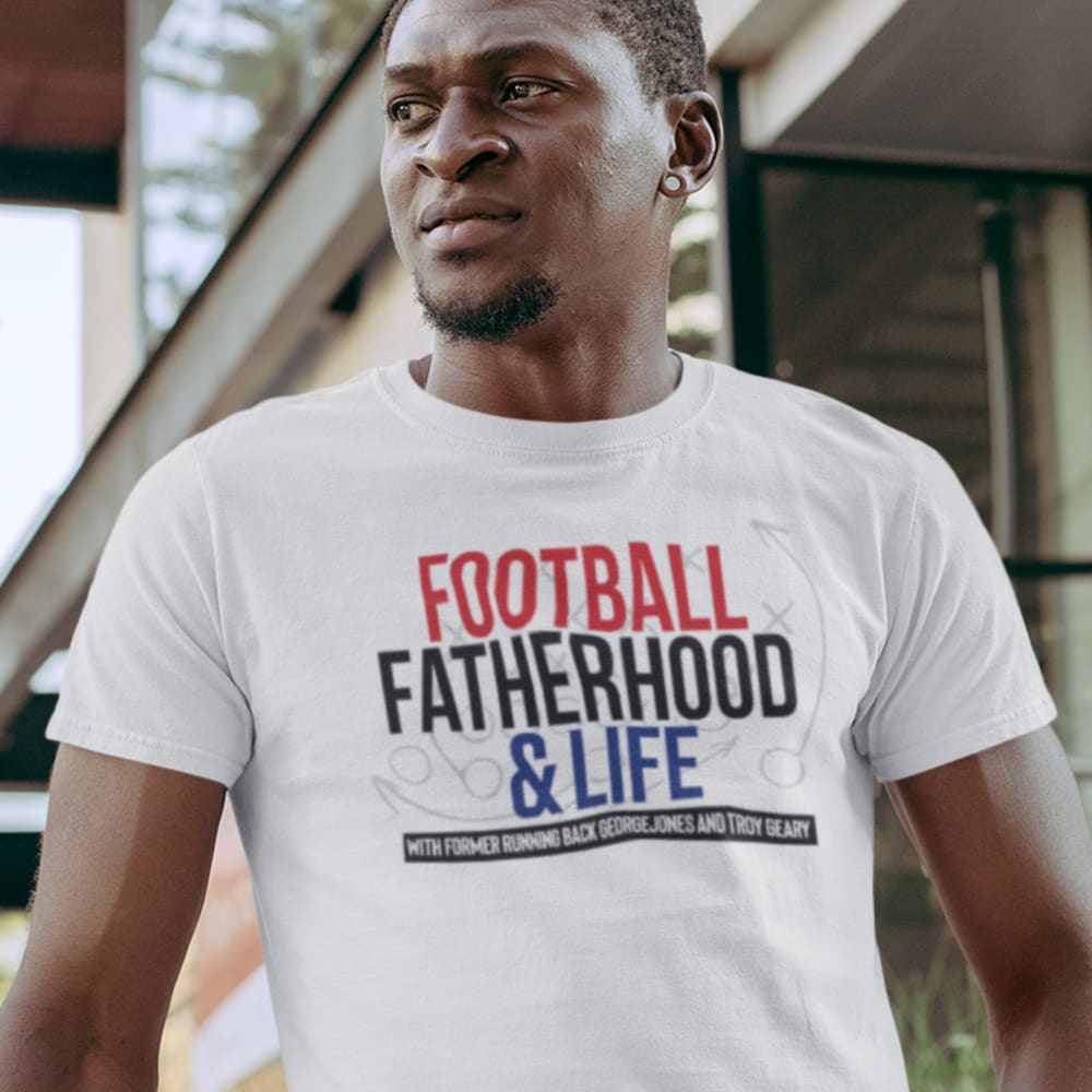 Football Fatherhood & Life by George Jones T-Shirt, Black Logo
