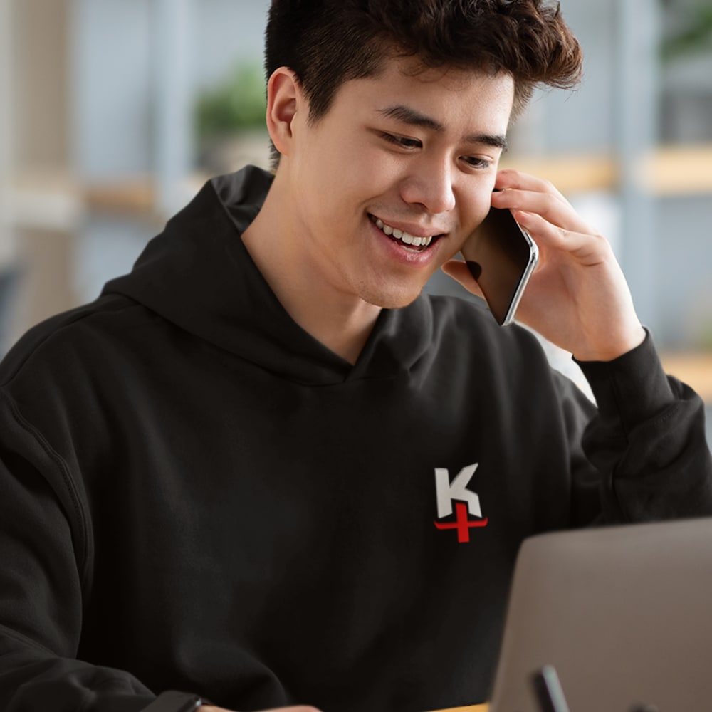 KT by Kenny Thomas Hoodie, White and Red Logo