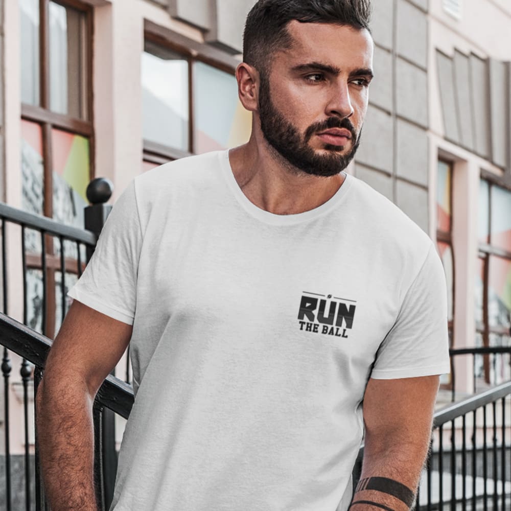 Run The Ball by Amanda Ruller Men's T-Shirt, Black Mini Logo