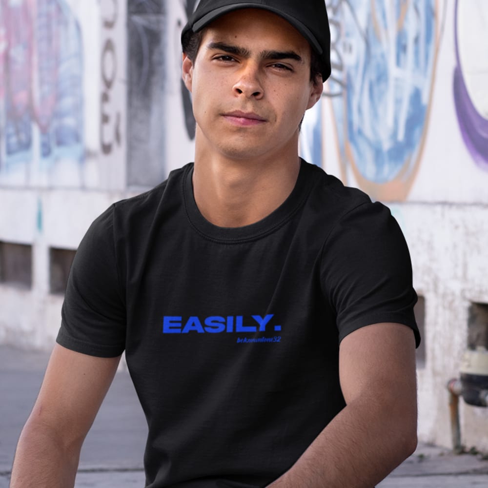 "Easily" Beknowntone by Anthony Mathis Unisex T-Shirt, Blue Logo