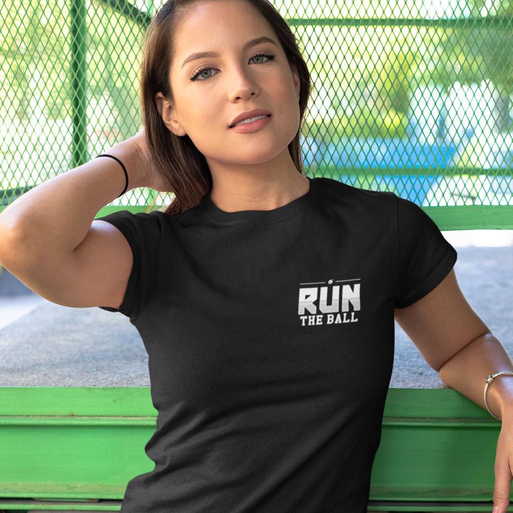 Run The Ball by Amanda Ruller Women's T-Shirt, White Logo Mini Logo
