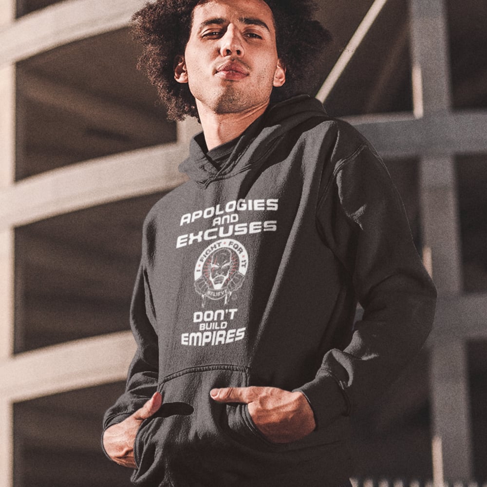 Apologies and Excuses by Luther Smith Hoodie, White Logo