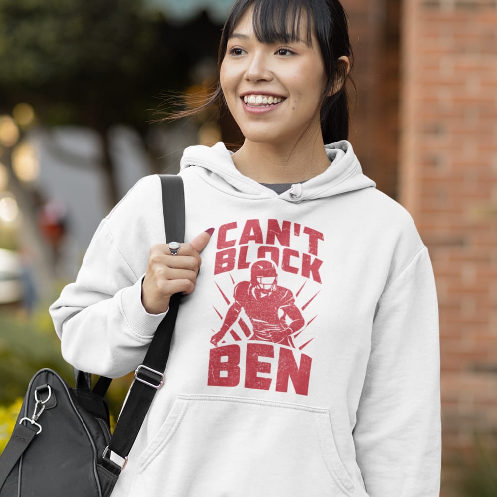 "Can't Block Ben" by Ben Desmarais Women's Hoodie, Red Logo
