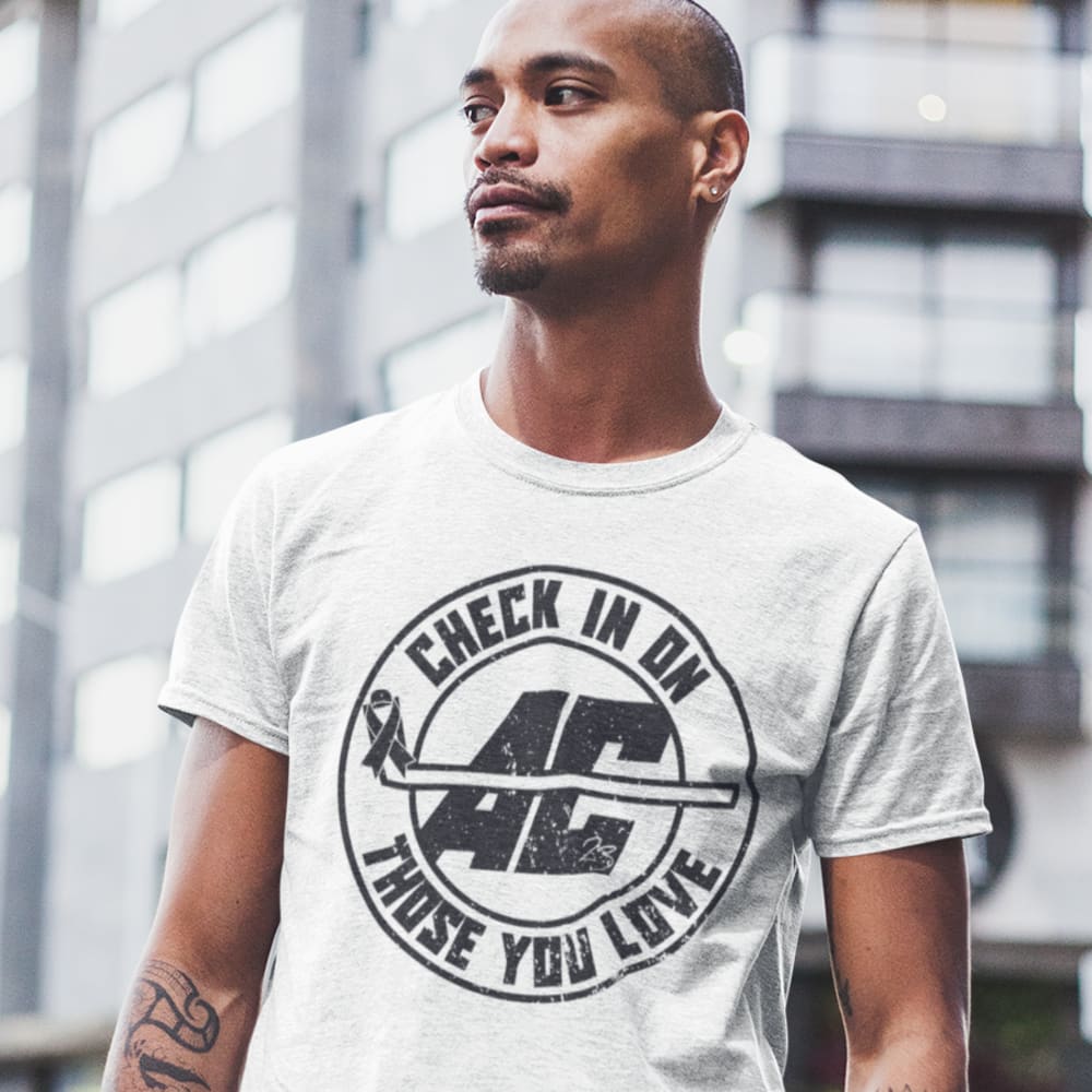 AC Check in on those you Love by Ashley Clark Unisex T-Shirt , Black Logo