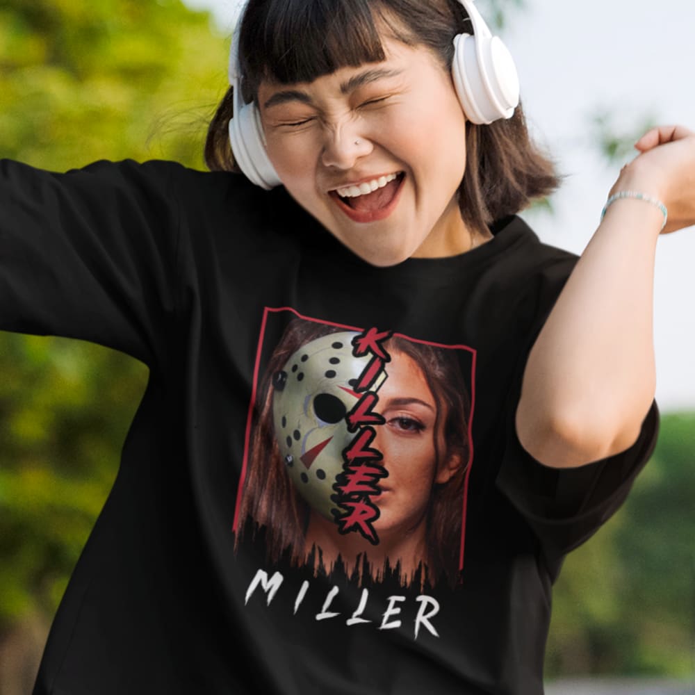 Killer Masked Miller by Juliana Miller Unisex T-Shirt, Light Logo