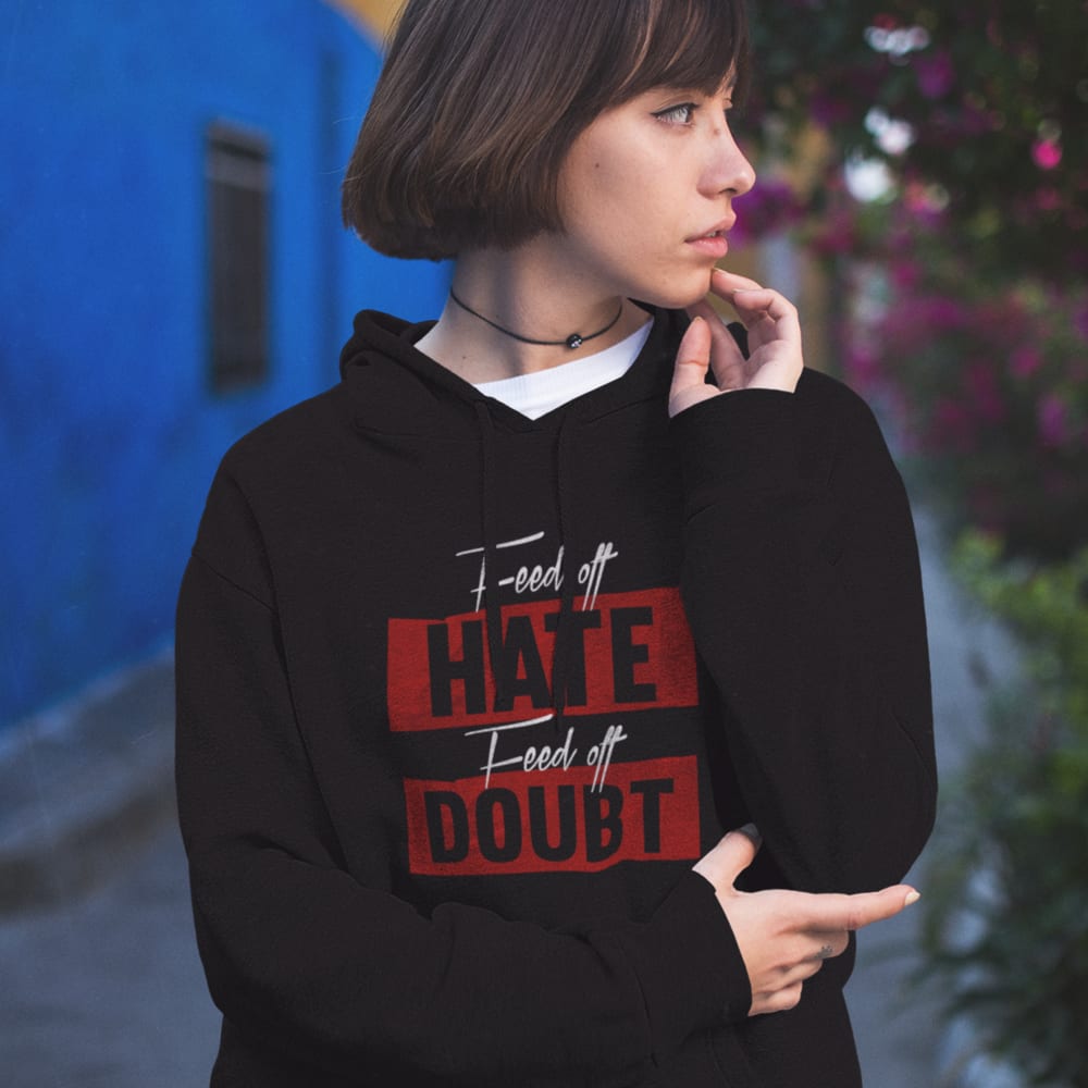  Thomas Reed "Feed off Hate, Feed off Doubt" - Women's Hoodie, White Logo