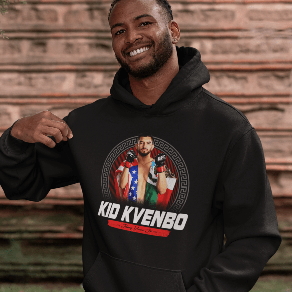  Kid Kvenbo II by Johnny Muñoz Men's Hoodie, White Logo
