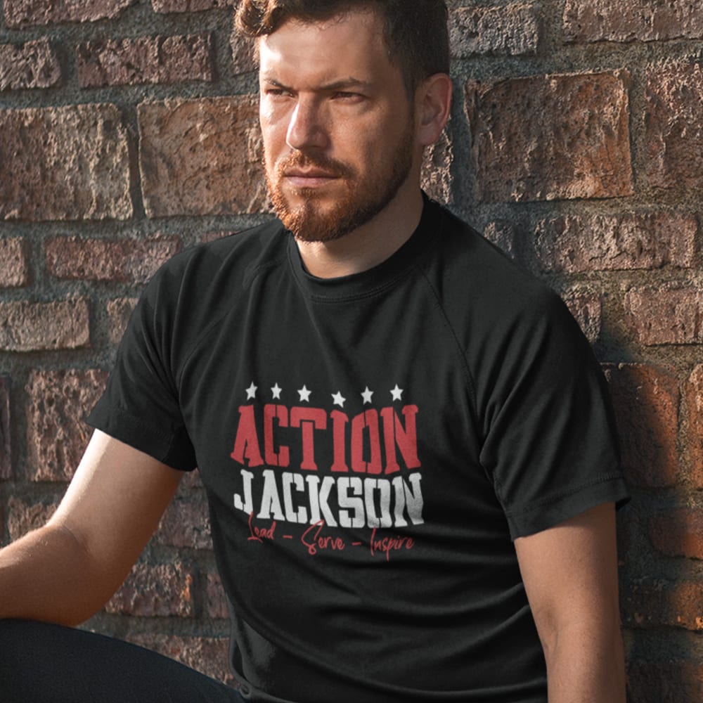 Lead-Serve-Inspire ACTION by Patrick Jackson Men's T-Shirt, White Logo