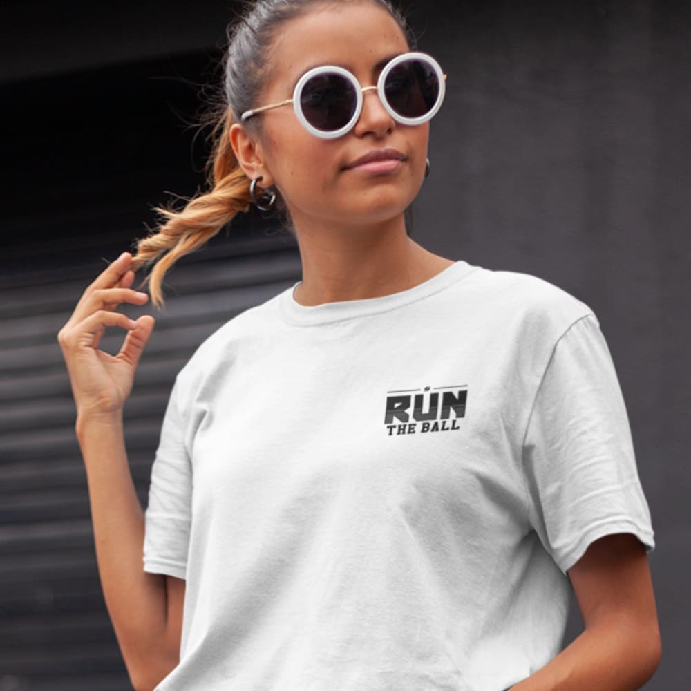 Run The Ball by Amanda Ruller Women's T-Shirt, Black Mini Logo