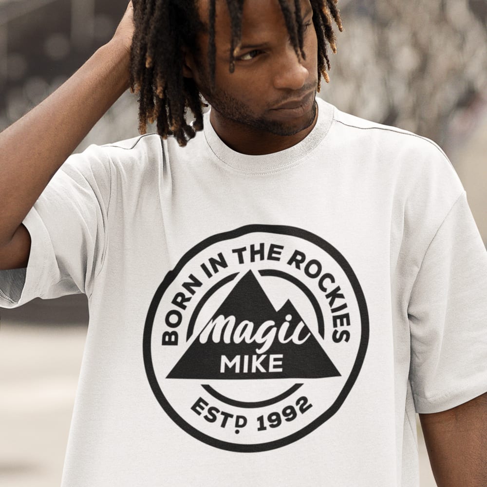 Born in the Rockies by Mike Hamel Men's T-Shirt, Black logo