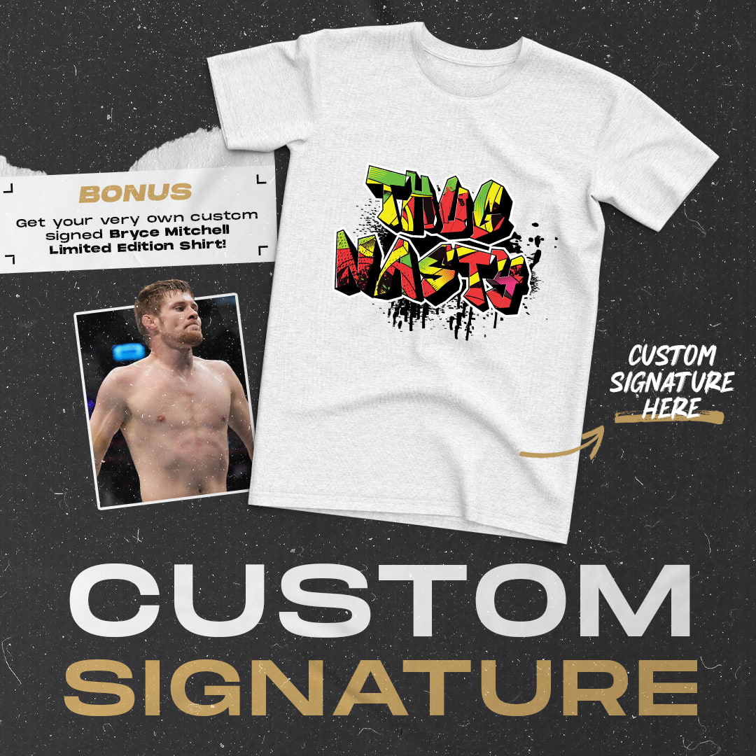  Custom Signed "Limited Edition" Sponsored by Thug Nasty Bryce Mitchell Men's T-Shirt, Black Logo