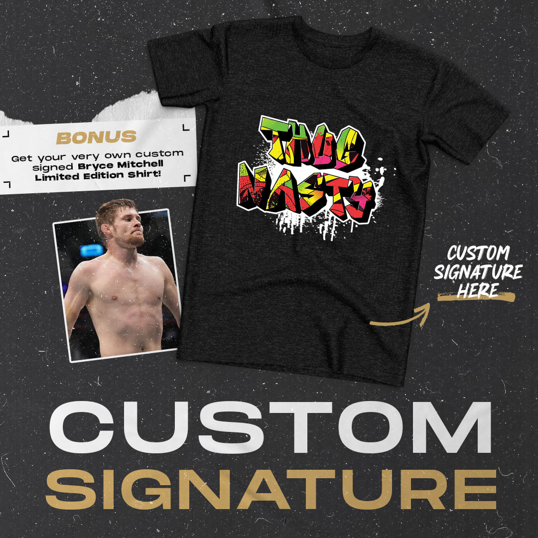 Custom Signed "Limited Edition" Sponsored by Thug Nasty Bryce Mitchell Men's T-Shirt, White Logo