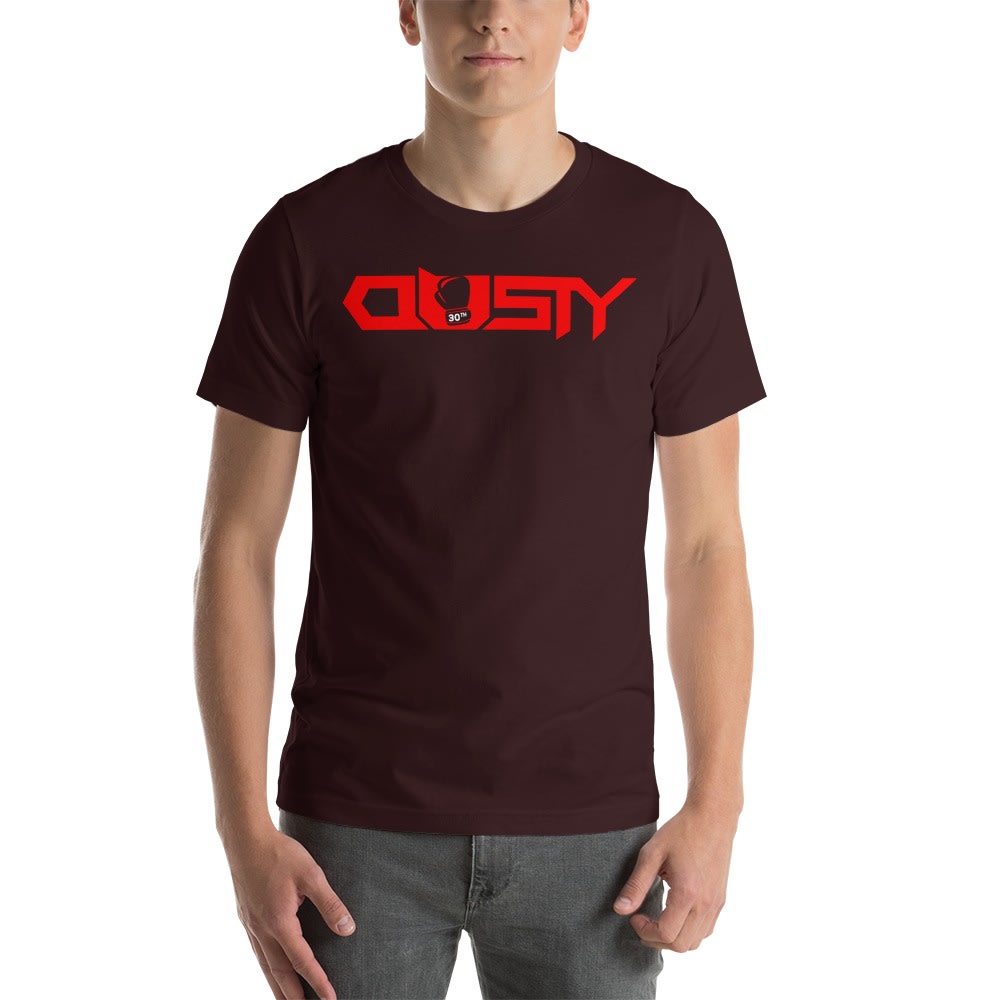 "Dusty 30th" by Dusty Hernandez, T-Shirt, Red Logo