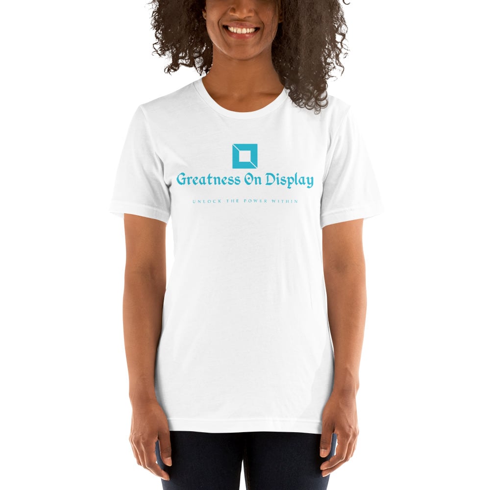 Greatness on Display Unlock the Power Within Women's T-Shirt,Teal Logo