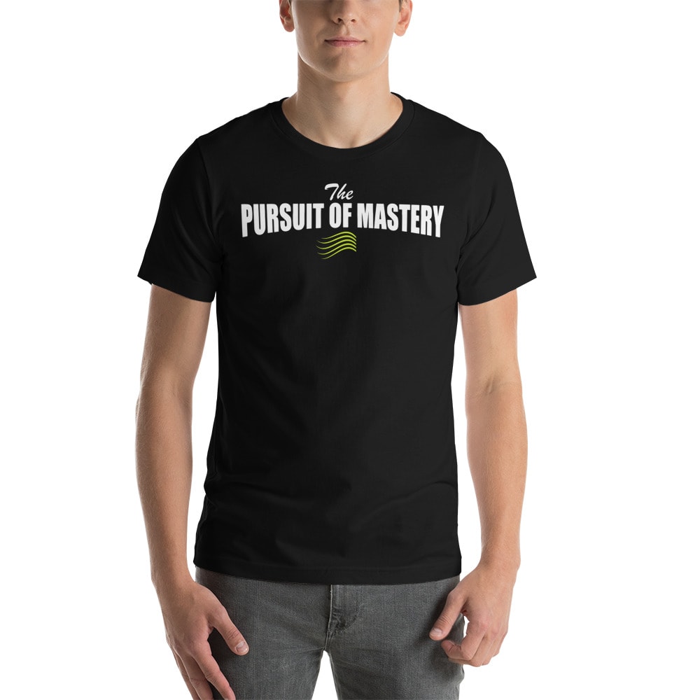 The Pursuit of Mastery inspo Peggy Maerz Men's T-Shirt, White Logo Logo