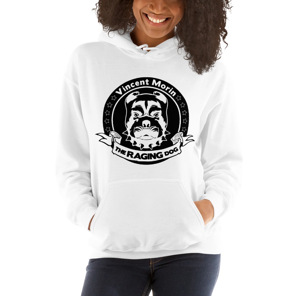 "Raging Dog" By Vincent Morin Women's Hoodie, All Black Logo