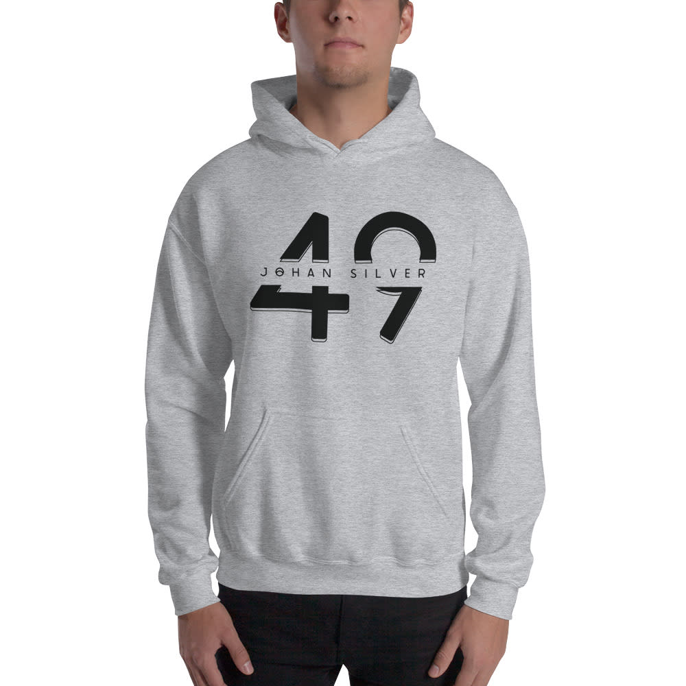 "49" by Johan Silver Men's Hoodie, Dark Logo