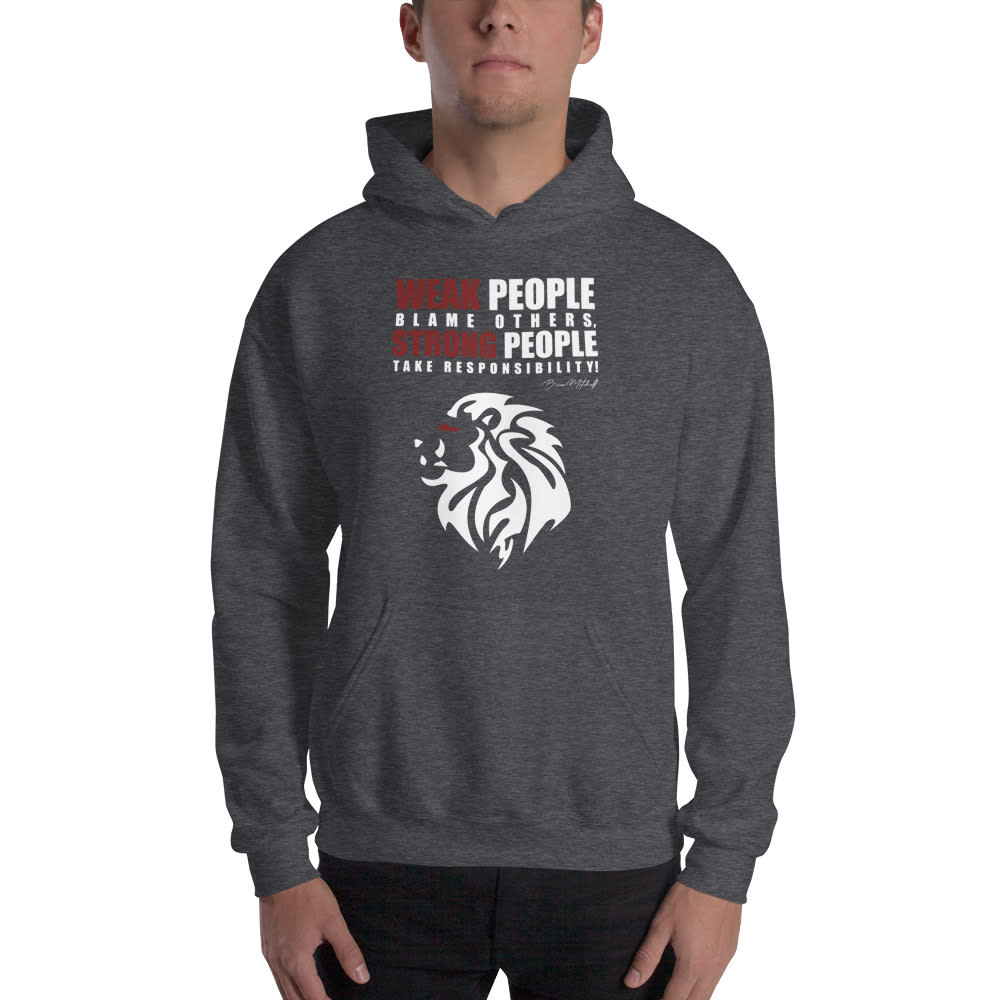 WEAK and STRONG by Brian Mitchell Hoodie, White Logo