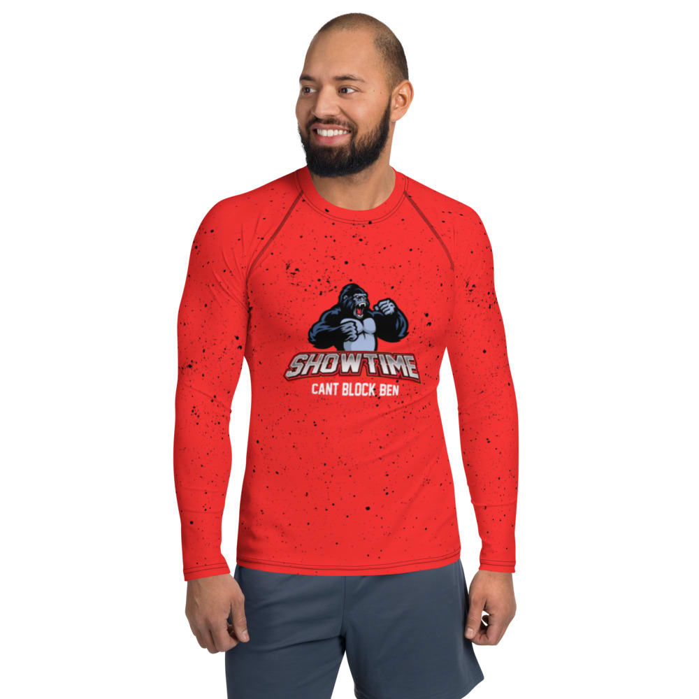 Showtime by Can't Block Ben, Men's Athletic Longsleeve , Red Logo