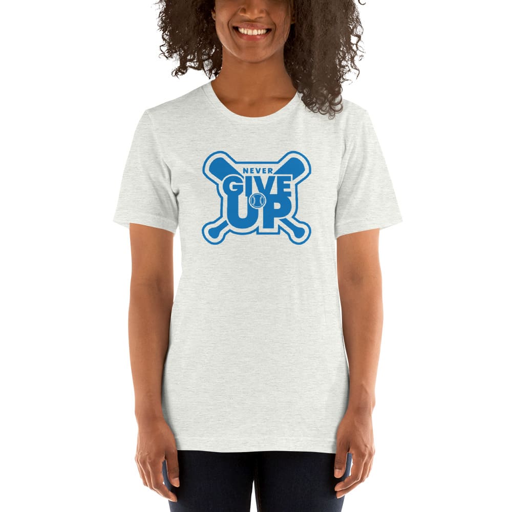  Never Give Up Raphy Almanzar Women's T-Shirt, Blue Logo