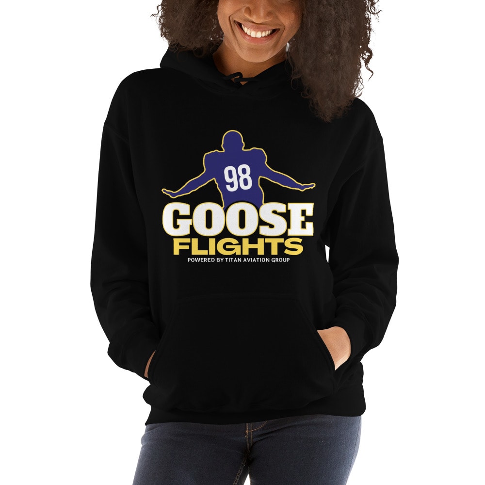 Goose Flights NFL Alumni Baltimore Women's Hoodie, Gold and Navy Logo