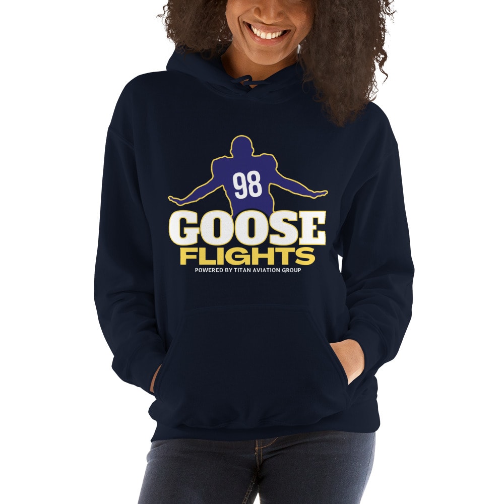 Goose Flights NFL Alumni Baltimore Women's Hoodie, Gold and Navy Logo
