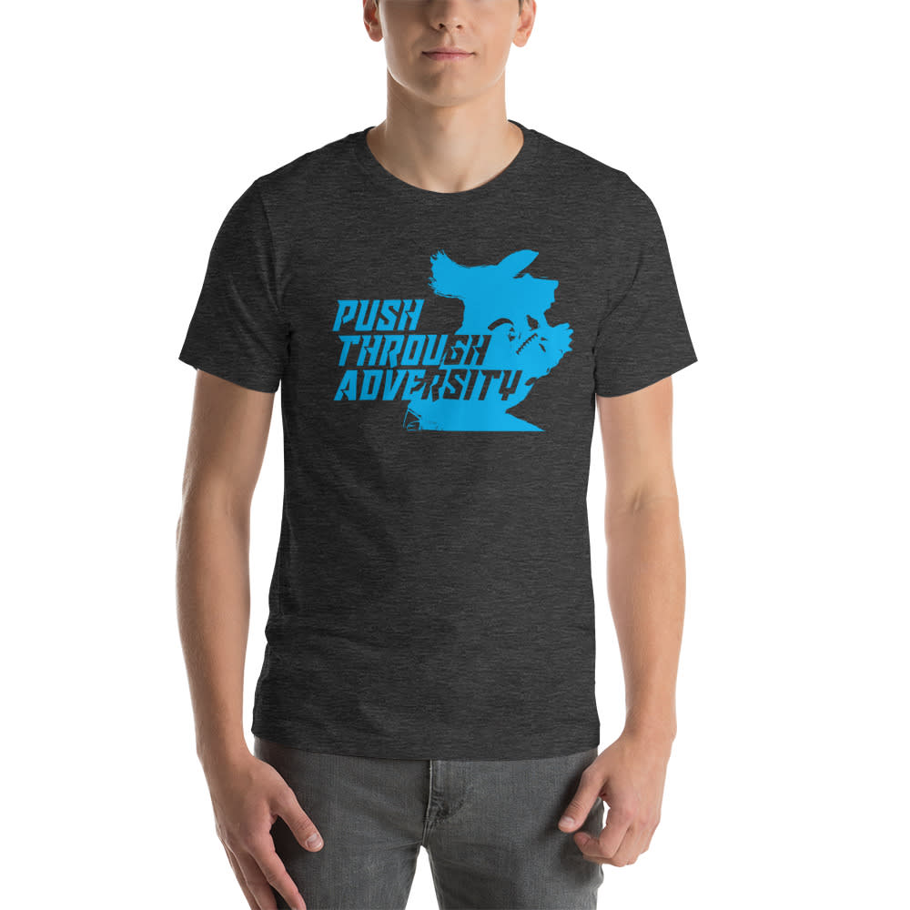 Push Through Adversity Kyle Martin Men's T-Shirt, Blue Logo