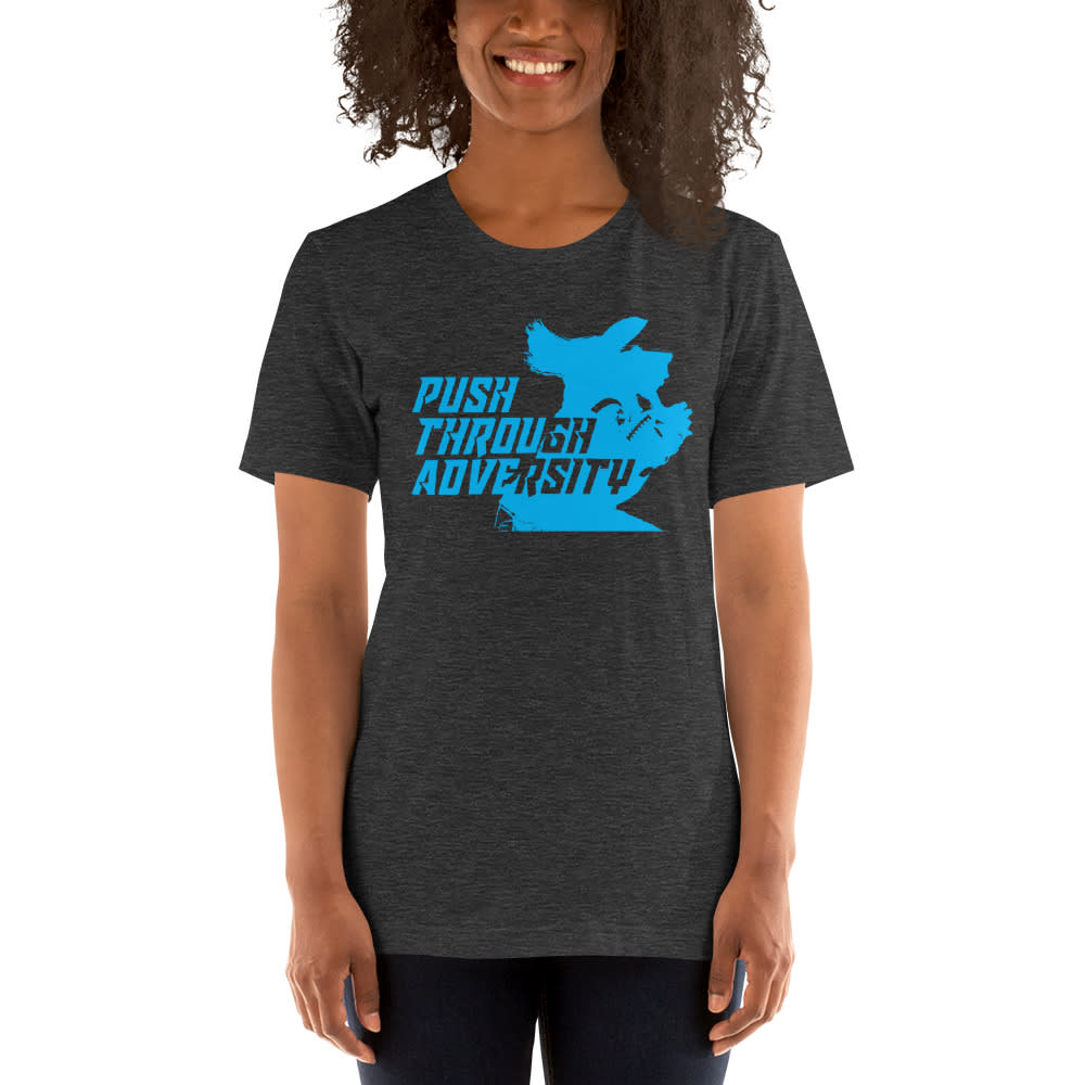 Push Through Adversity Kyle Martin Women's T-Shirt, Blue Logo