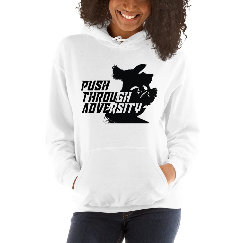 Push Through Adversity Kyle Martin Women's Hoodie, Black Logo