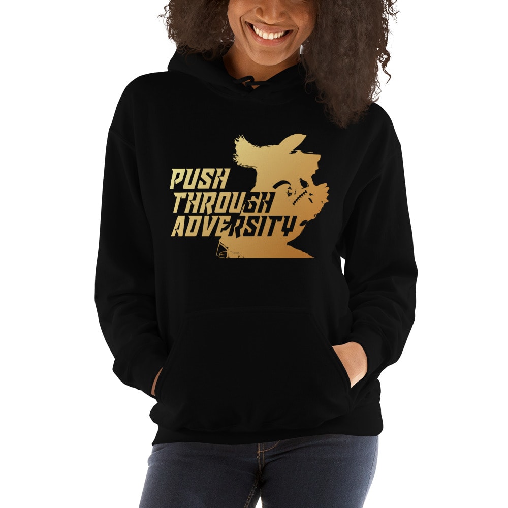  Push Through Adversity Kyle Martin Women's Hoodie, Gold Logo