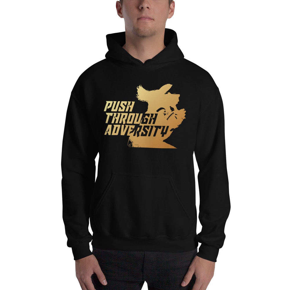  Push Through Adversity Kyle Martin Men's Hoodie, Gold Logo