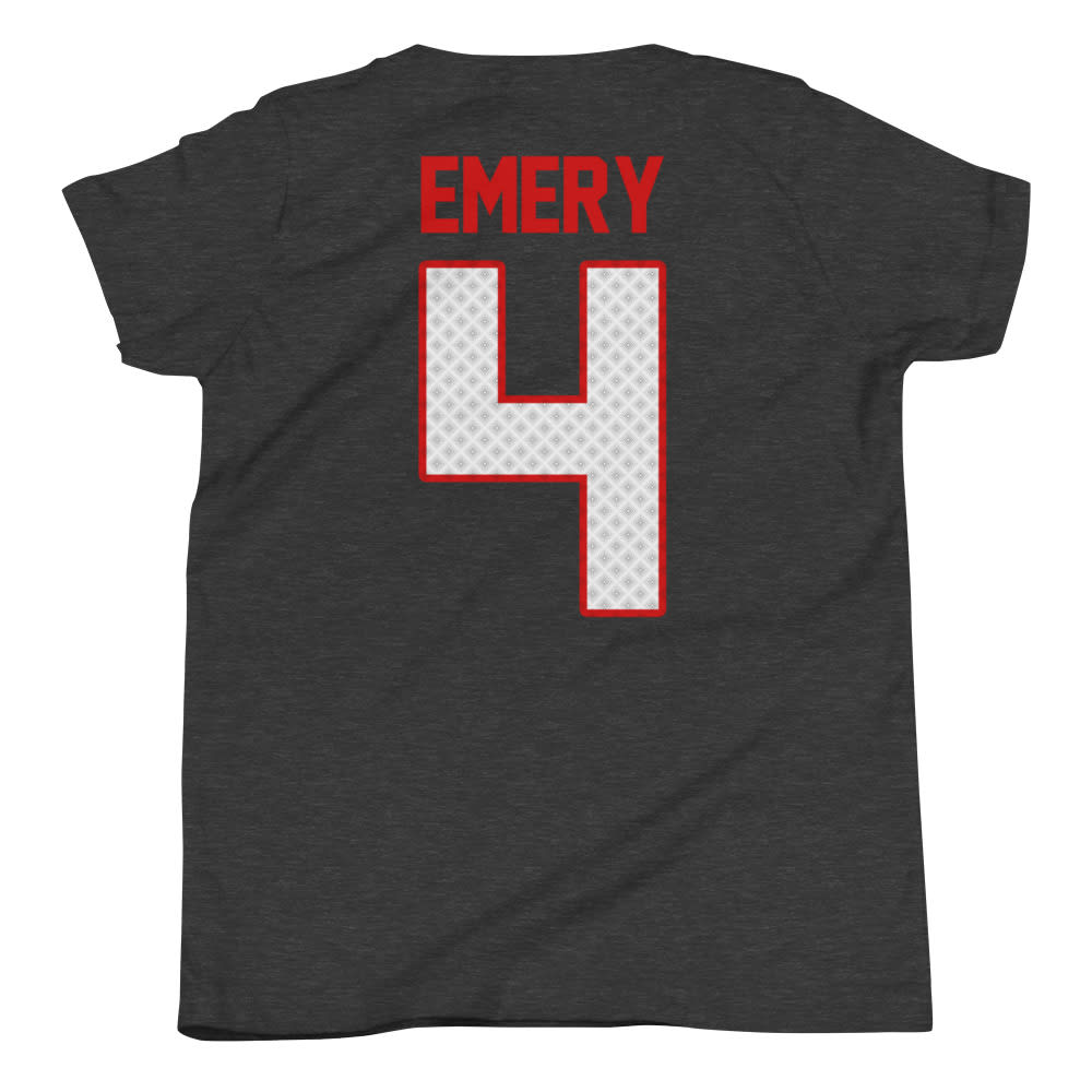 "Emery 4" by John Emery Youth Shirt, White Logo