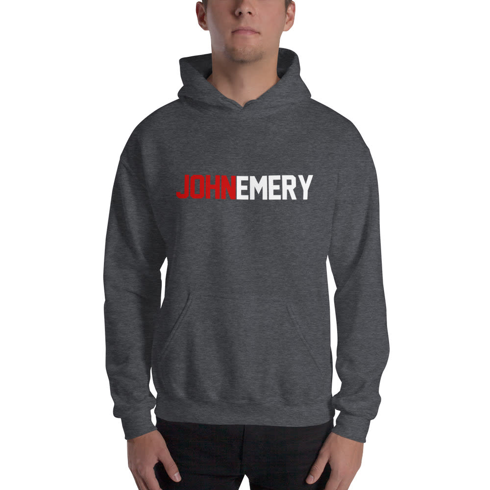 "Emery 4" by John Emery Hoodie, White Logo