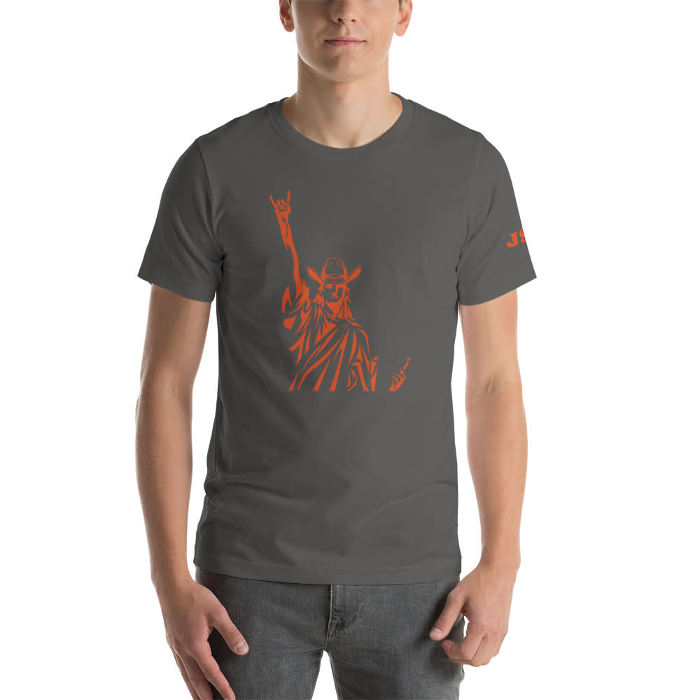 "JS11" by Jilly Shimkin Men's Shirt, Orange Logo