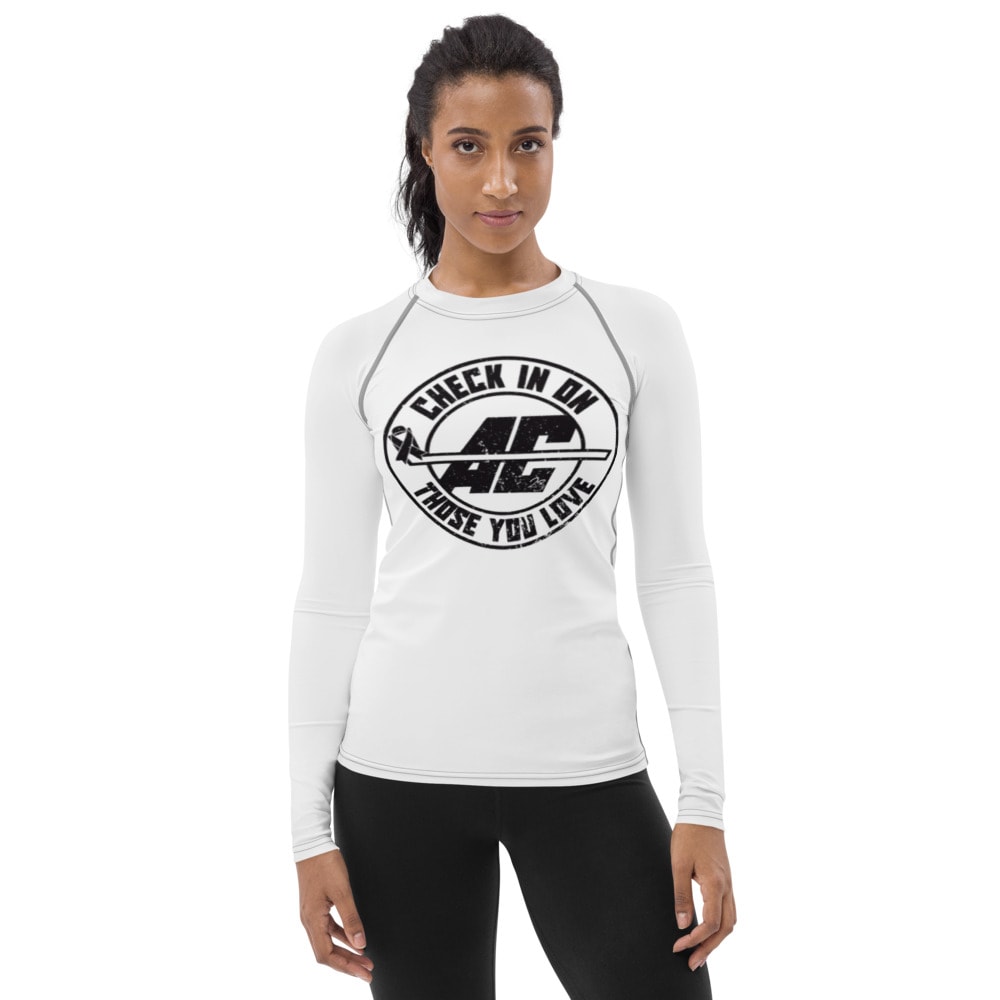 AC Check in on those you Love by Ashley Clark Women's Compression Fit, Black Logo
