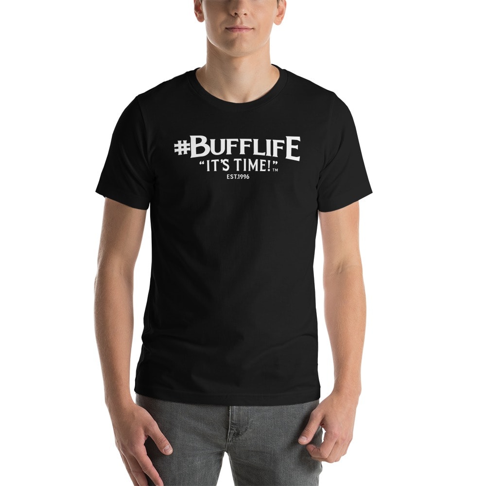  "BUFFLIFE" BY BRUCE BUFFER, MEN'S T-SHIRT, wHITE LOGO