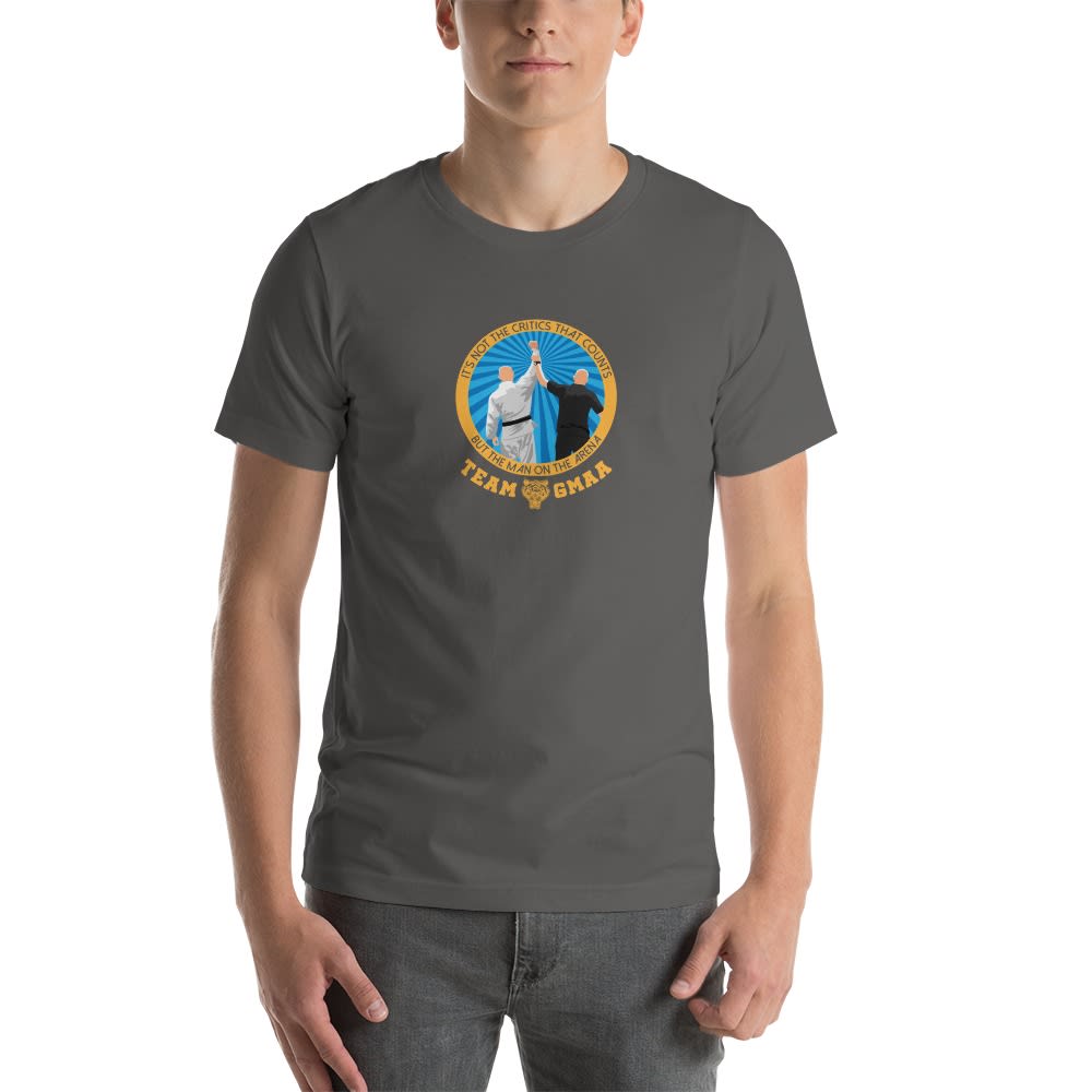 Goulburn Martial Arts Academy Men's T-Shirt, Gold and Blue Logo