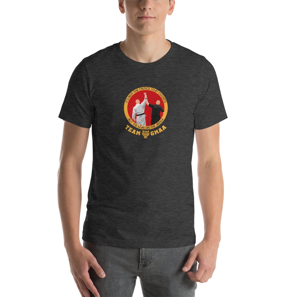 Goulburn Martial Arts Academy Men's T-Shirt, Gold and Red Logo