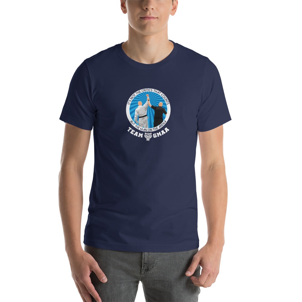 Goulburn Martial Arts Academy Men's T-Shirt, White and Blue Logo