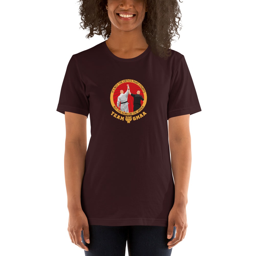 Goulburn Martial Arts Academy Women's T-Shirt, Gold and Red Logo