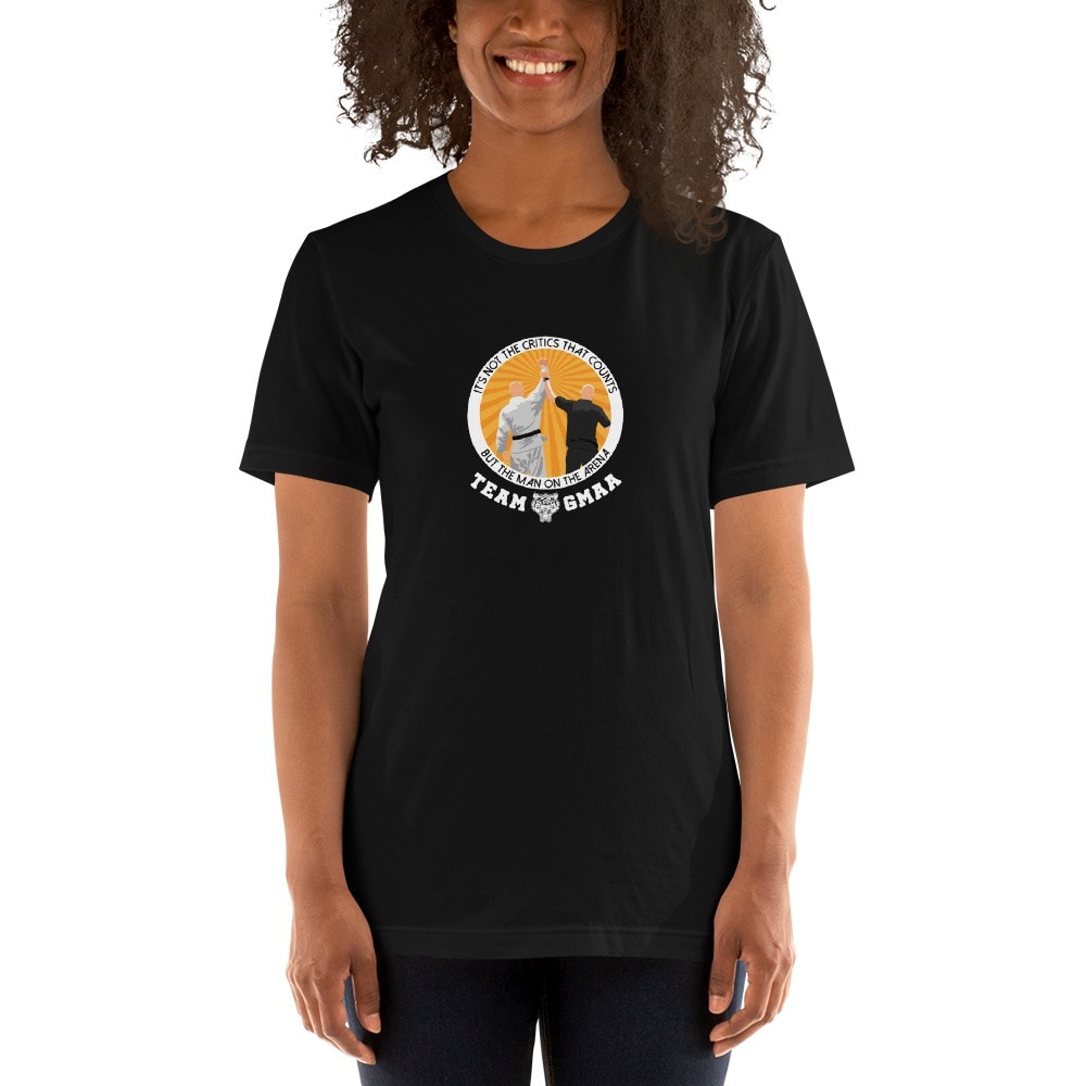 Goulburn Martial Arts Academy Women's T-Shirt, White and Gold Logo
