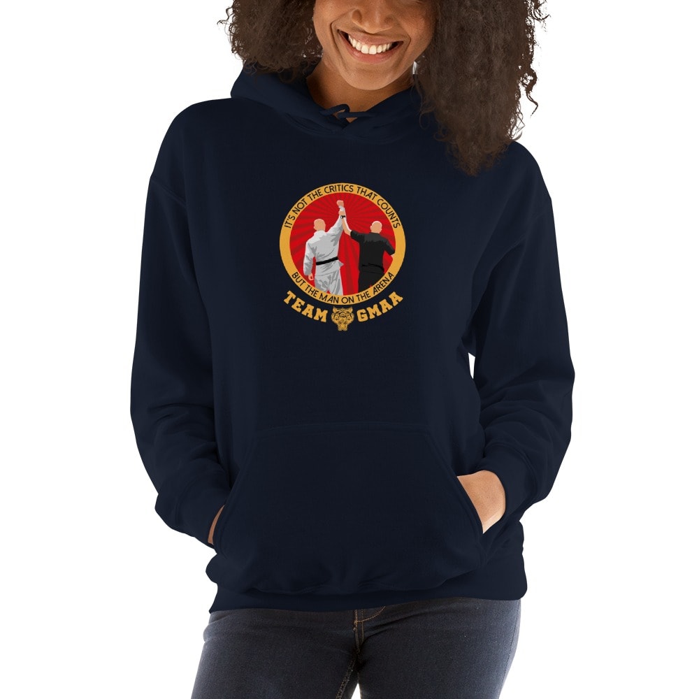 Goulburn Martial Arts Academy Women's Hoodie, Gold and Red Logo