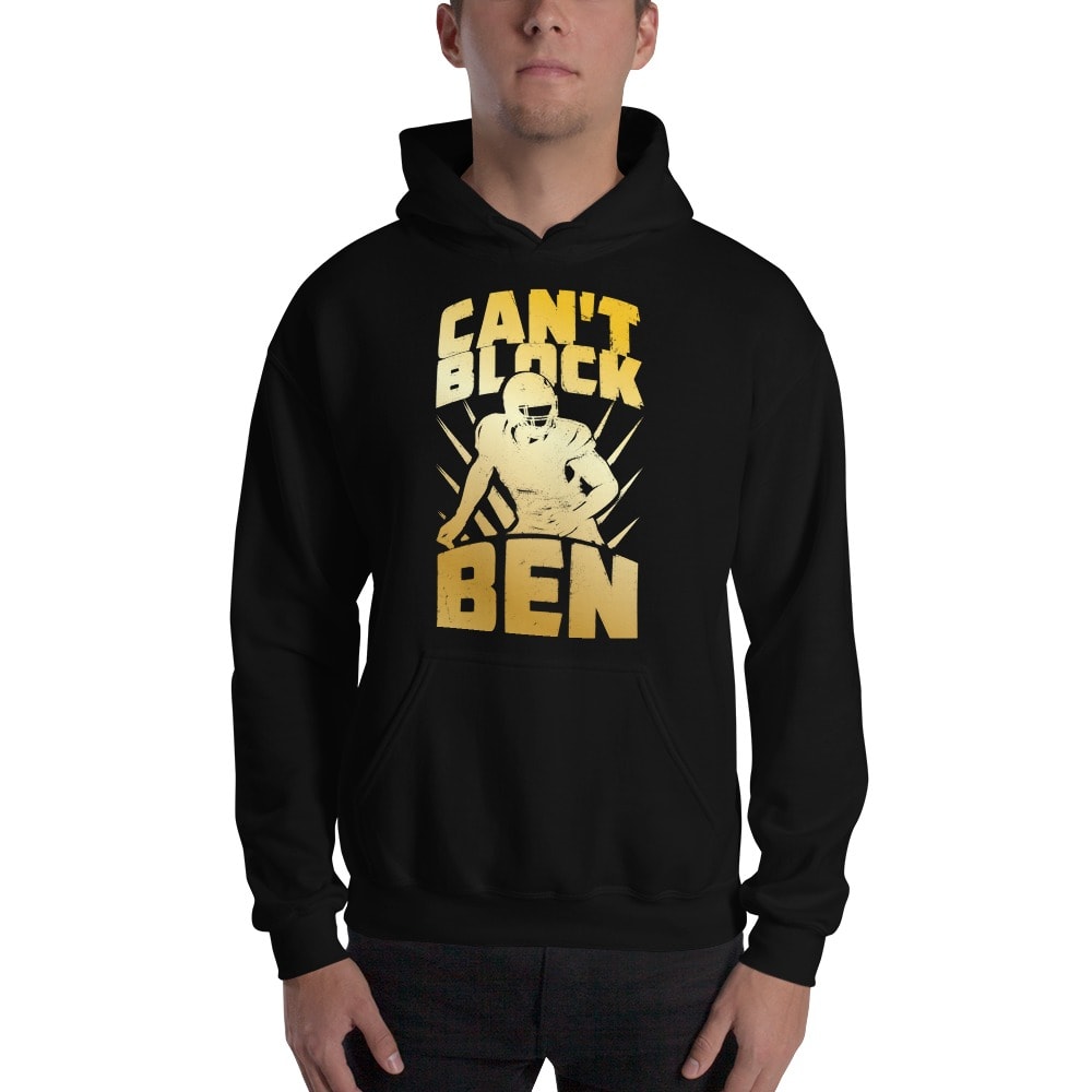 "Can't Block Ben" by Ben Desmarais Men's Hoodie, Gold Logo