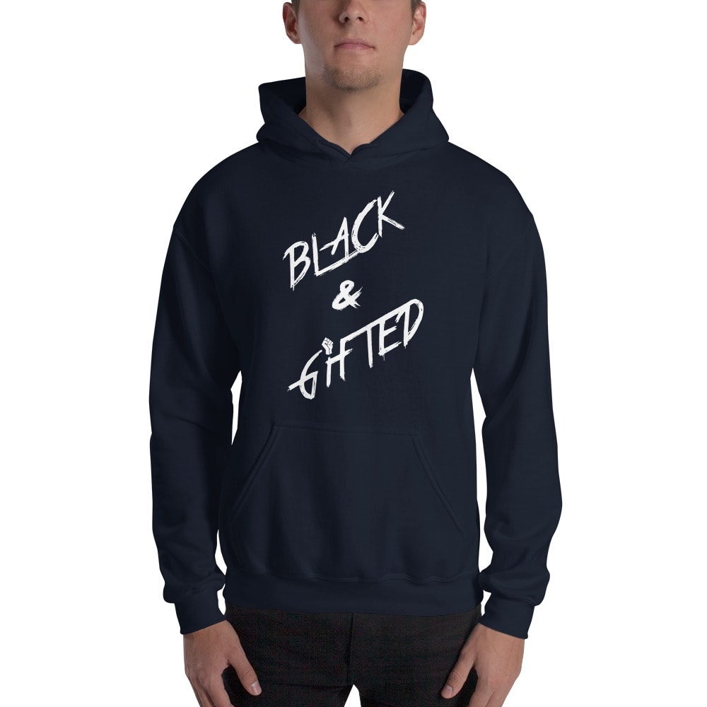 Black and Gifted by Titus Williams, Men's Hoodie, White Logo