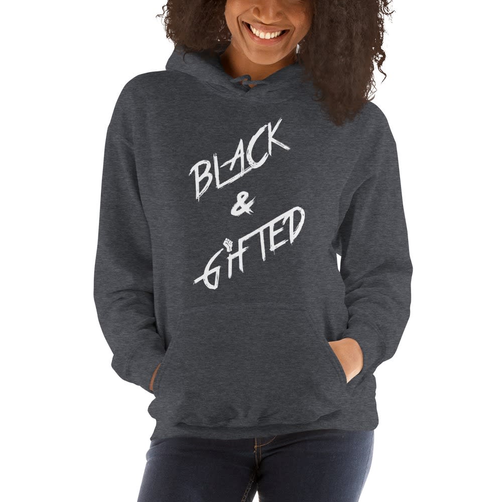 Black and Gifted by Titus Williams, Women's Hoodie, White Logo