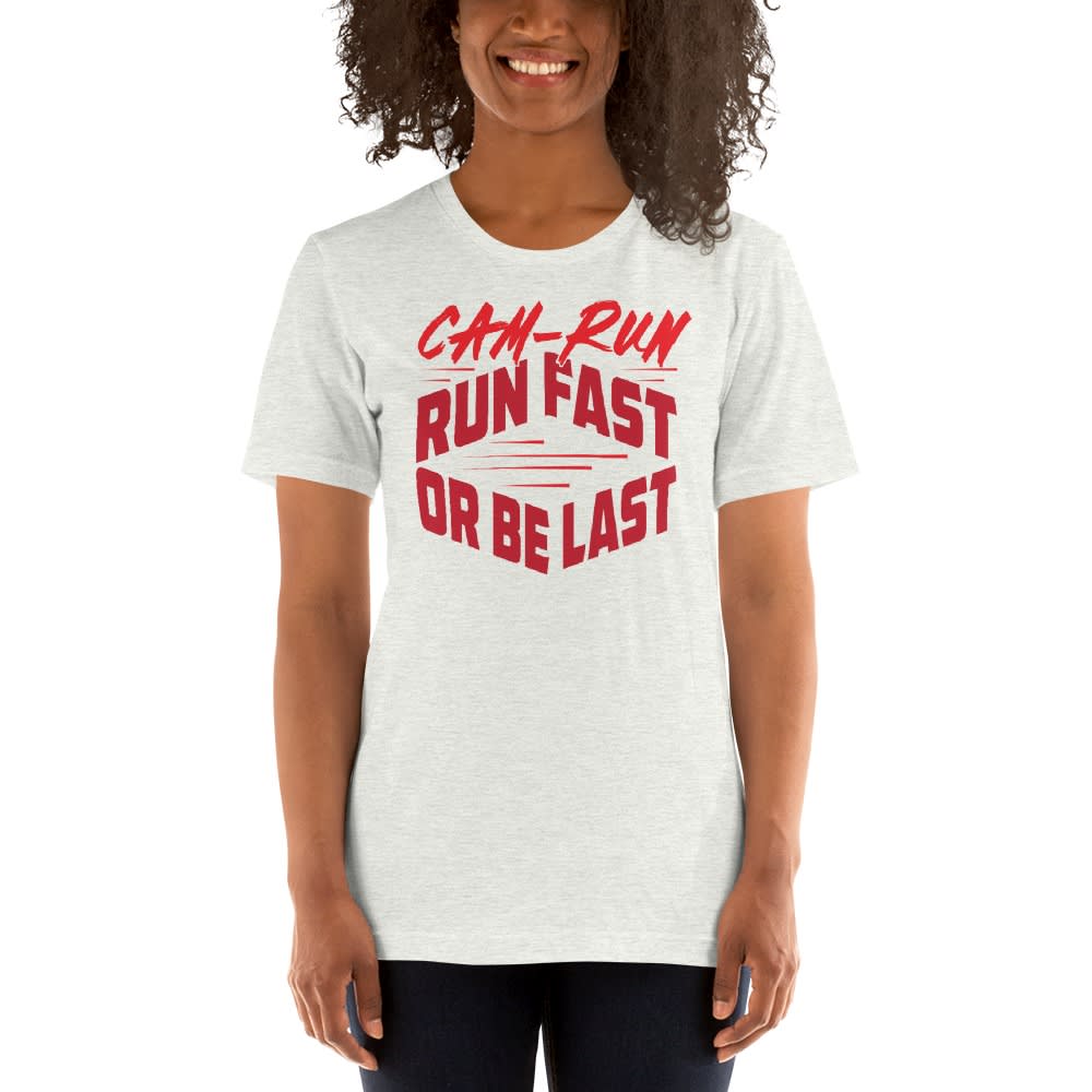 RUN FAST OR BE LAST by Cameron Jackson Women's T-Shirt, Red Logo