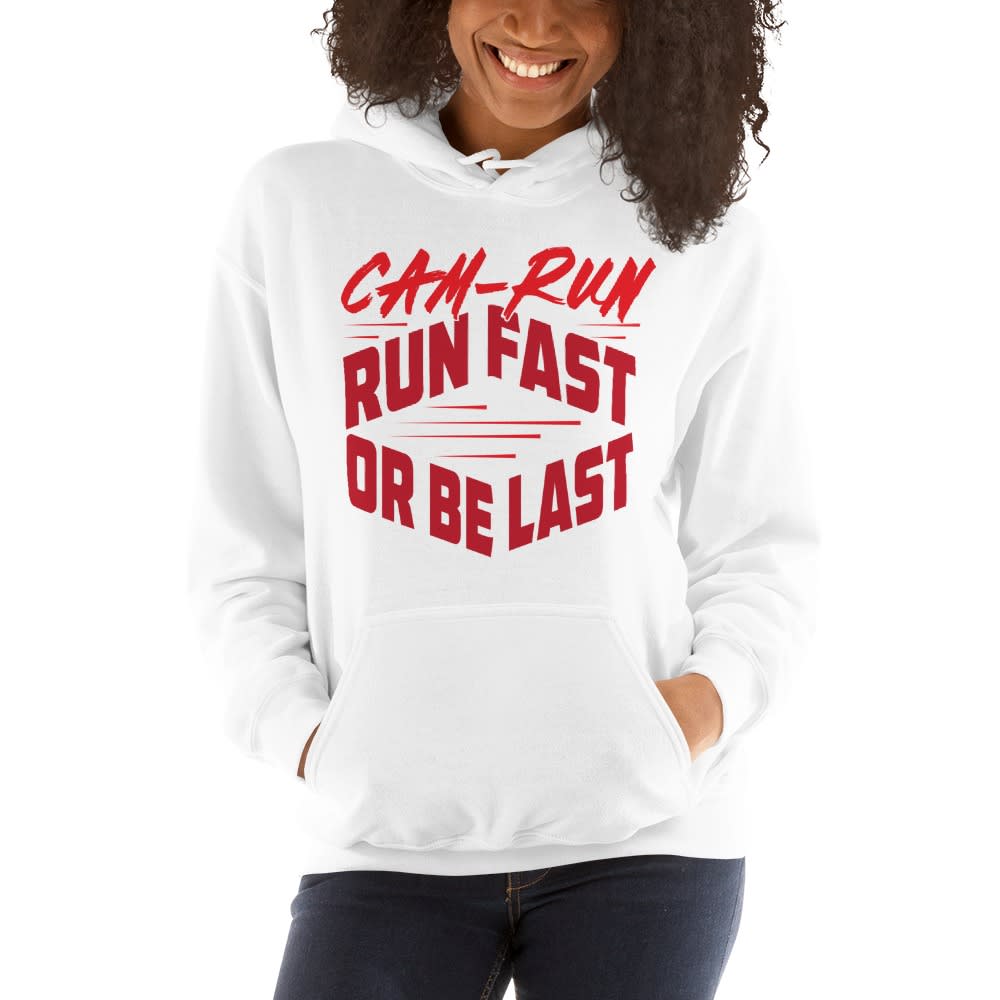 RUN FAST OR BE LAST by Cameron Jackson Women's Hoodie, Red Logo