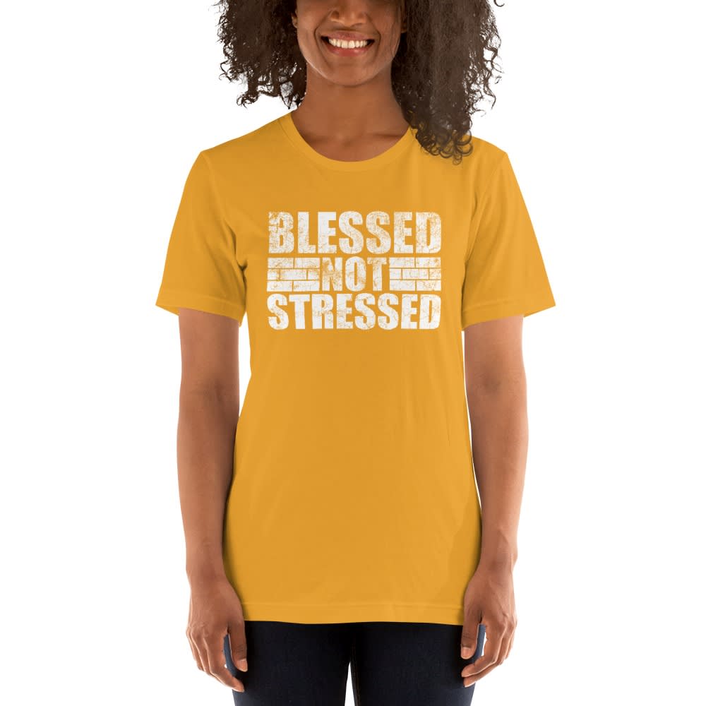Blessed Not Stressed by Aaron Olivares, Women's T-Shirt, White Logo