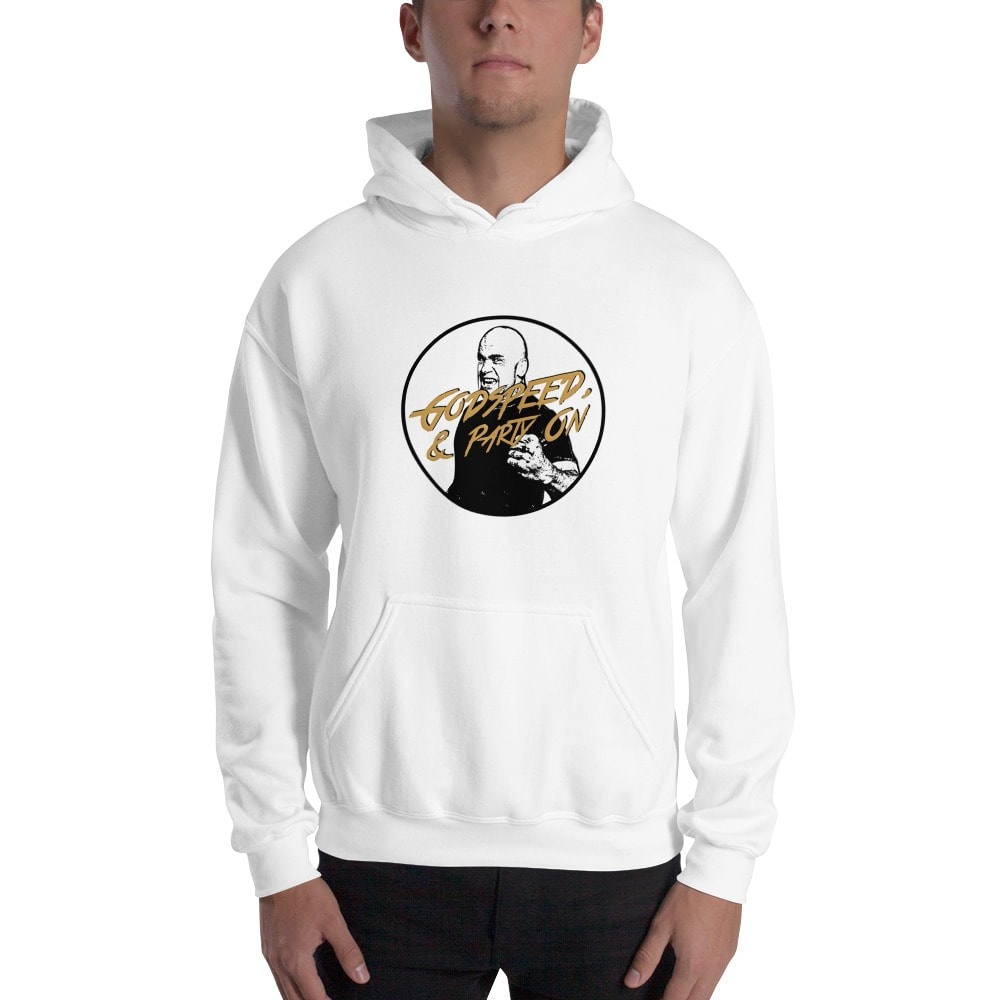 "Godspeed & Party On" by Bas Rutten, Hoodie, Black and White Logo