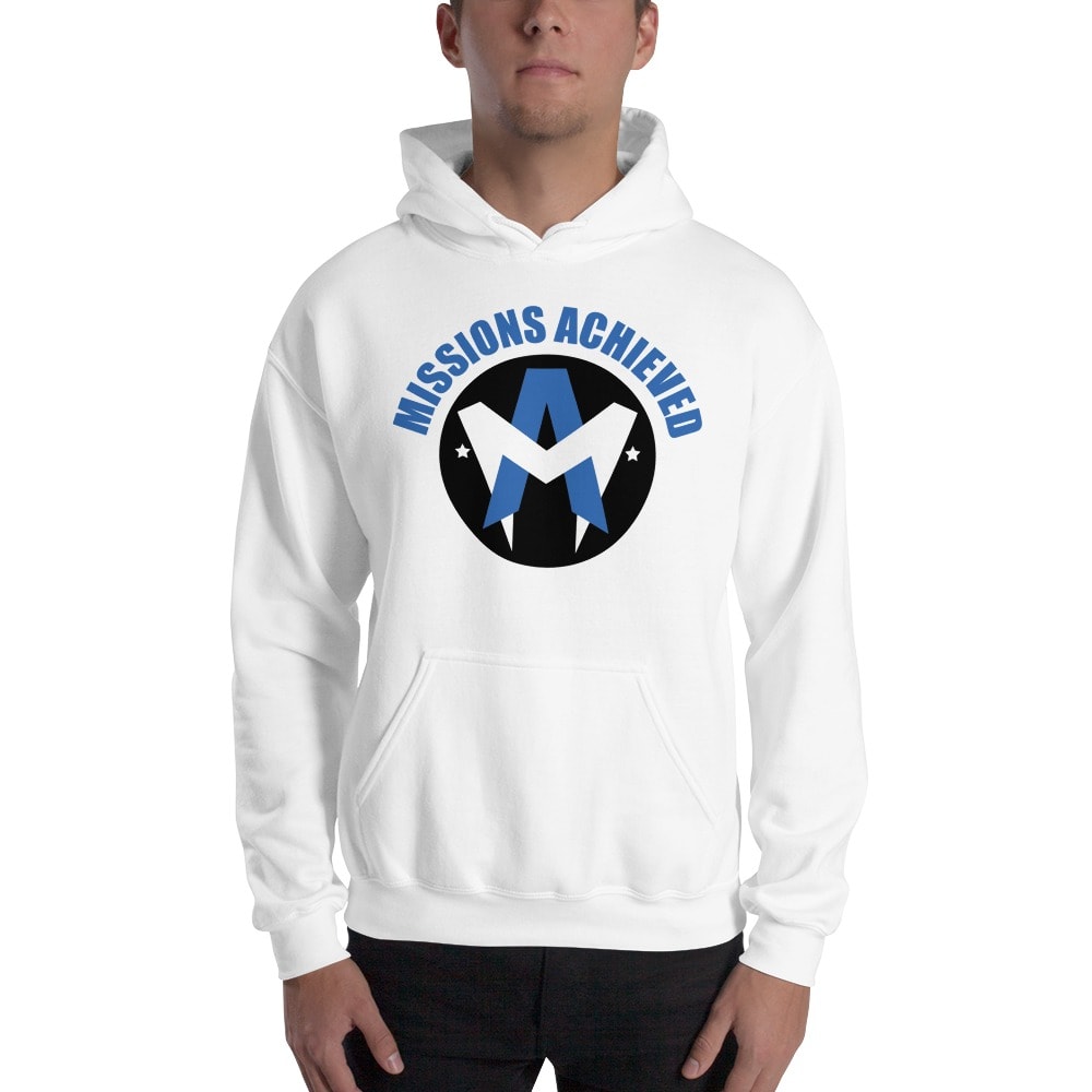 Missions Achieved by Mike Alvarado Men's Hoodie, Blue Logo
